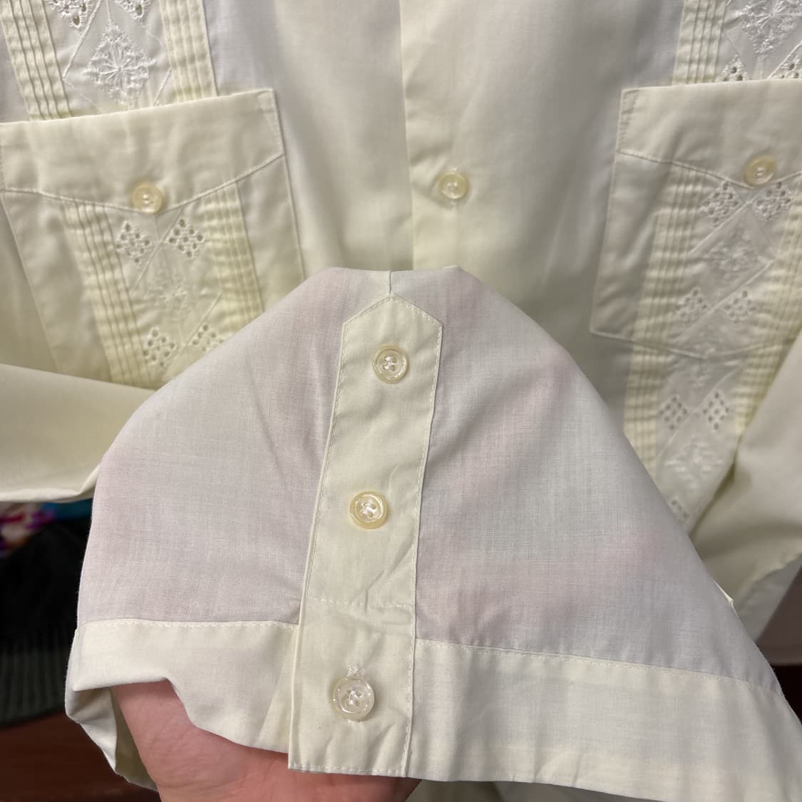 70s VICVIC 다이아 플로럴 알포르자 쿠바셔츠 크리미옐로 N1238 상품이미지7