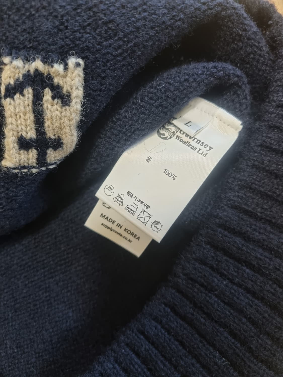 건지울른스 셔틀랜드울 브이넥 베스트 네이비 L 상품이미지4