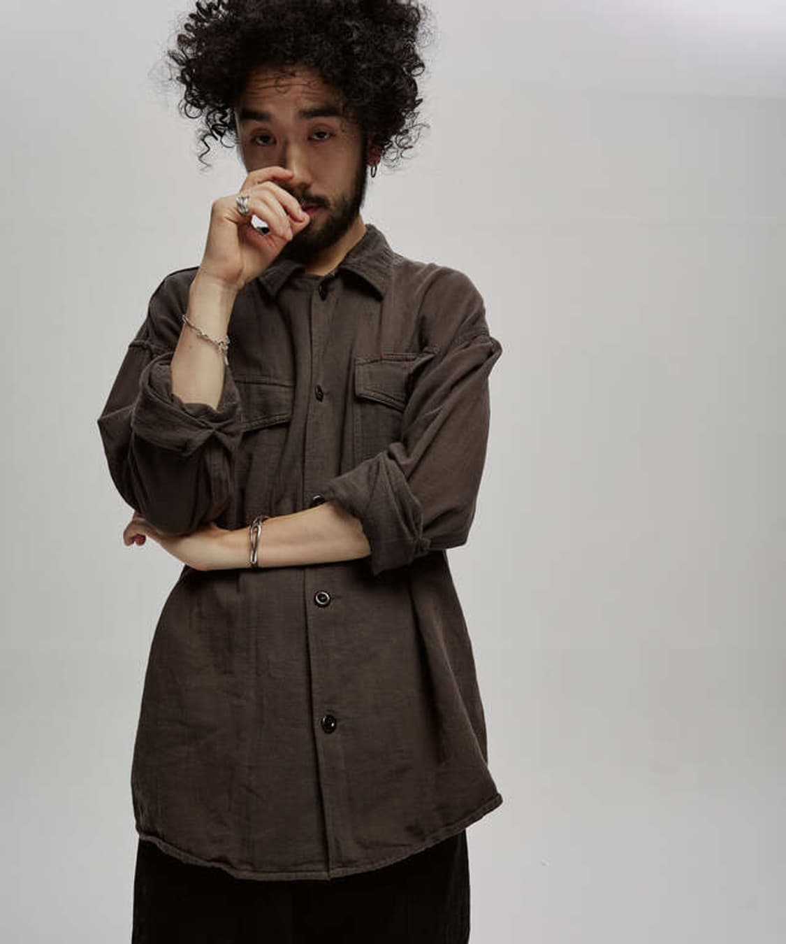 비헤비어 DYED FATIGUE L/S SHIRTS d.brown 상품이미지4