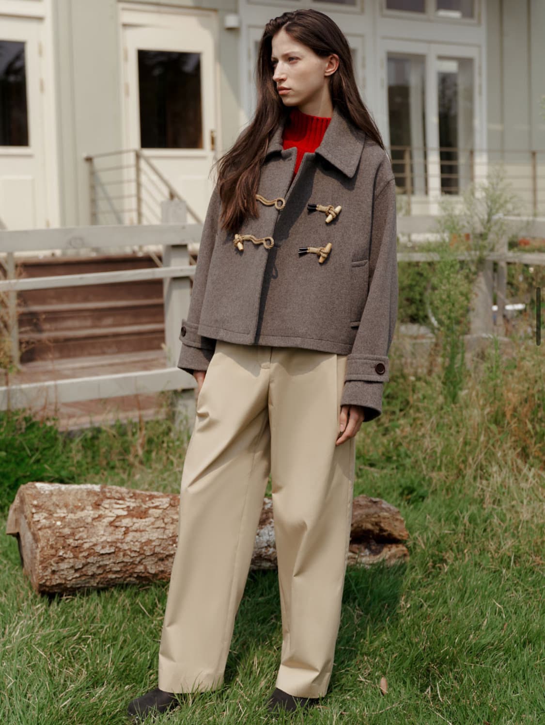 앳코너 캐시미어혼방 오버핏 토글 크롭 코트 상품이미지4