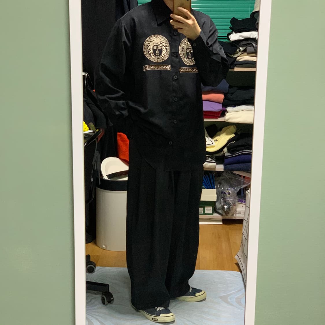 지아니 베르사체 빅로고 블랙 셔츠(정품) 상품이미지2