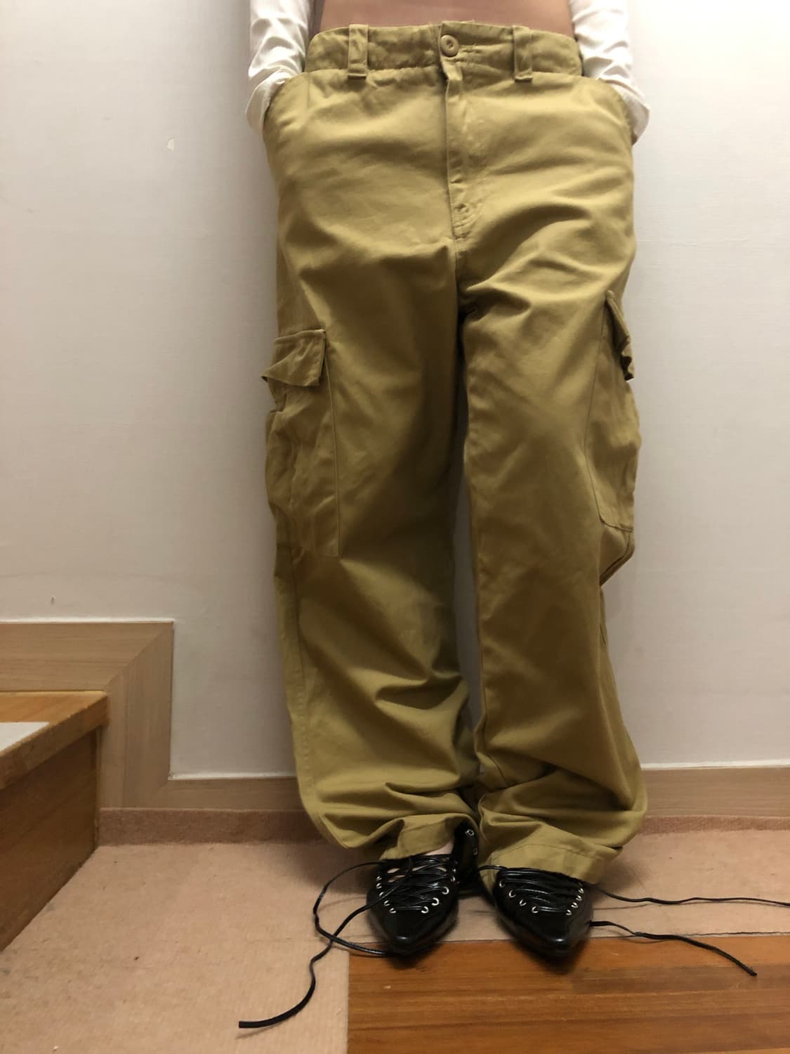 빈티지 머스타드 코튼 카고 팬츠 상품이미지4