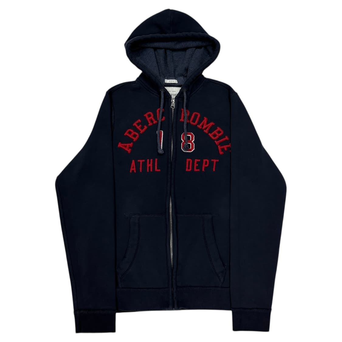 아베크롬비 빈티지 스펠로고 Y2K 기모 후드집업 자켓 네이비 레드 L 상품이미지1