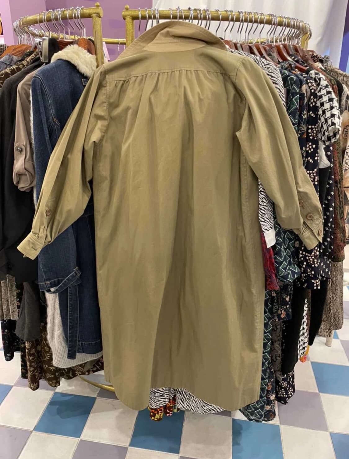 빈티지 ysl 입생로랑 배색 카키 베이지 트렌치코트 상품이미지6