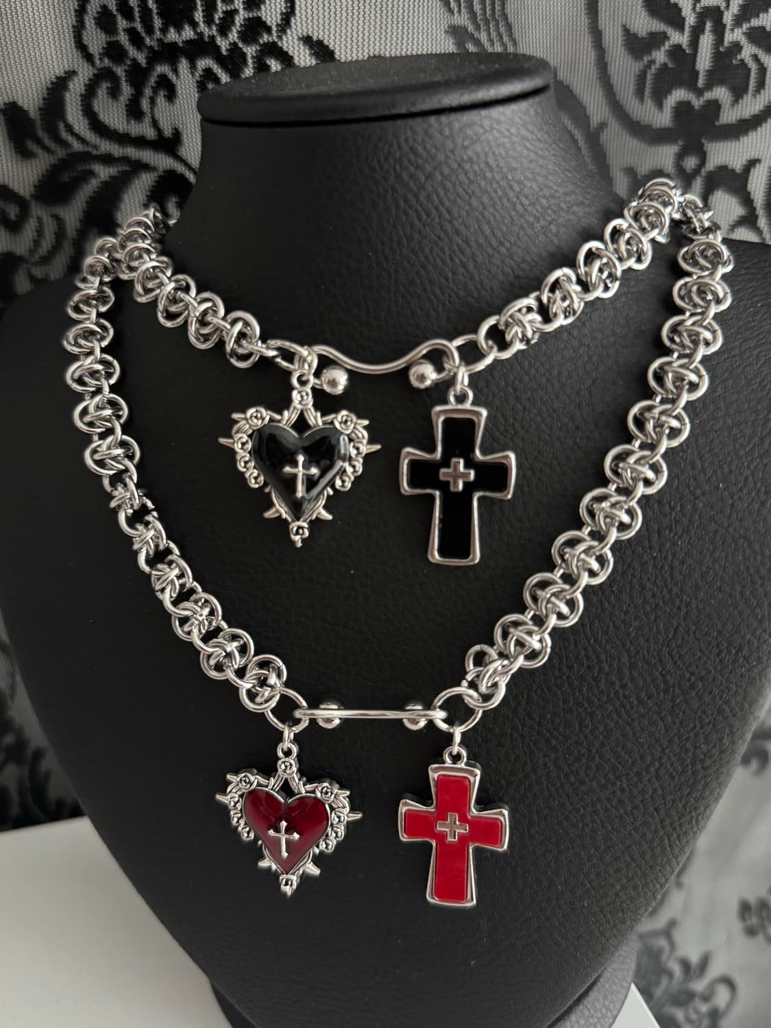 사랑애 십자가 트라이벌 피어싱 펑크 갸루 목걸이  상품이미지1