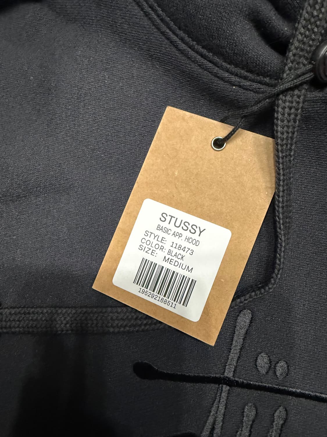 스투시(Stüssy) 베이직 풀오버 후디 블랙 M / 새상품 상품이미지3