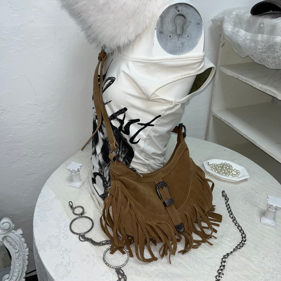 빈티지 브라운 웨스턴 테슬 크로스백 상품이미지1