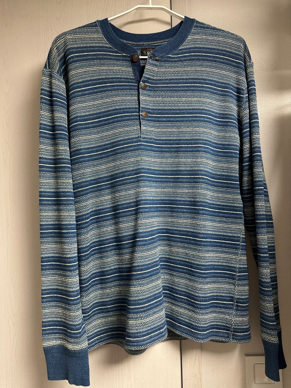 rrl 인디고 자카드 헨리넥 L 상품이미지1