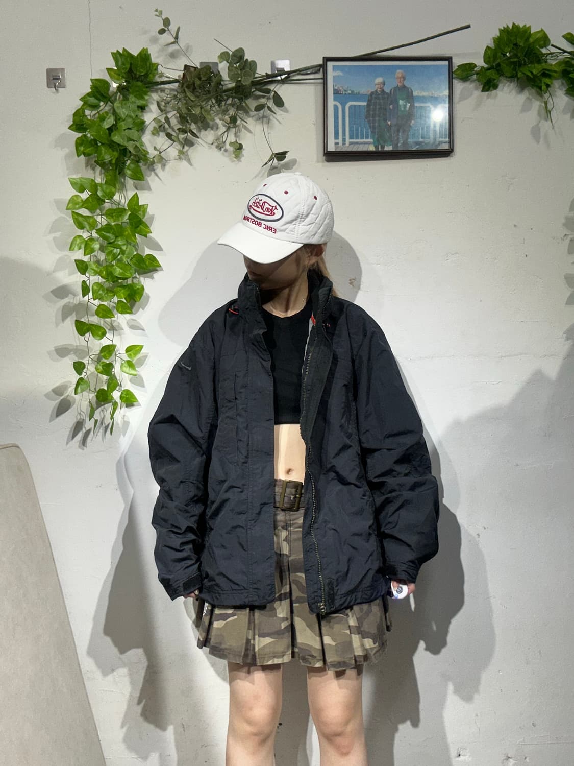 나이키 블랙 하이넥 올드스쿨 오버핏 바람막이 자켓 S 상품이미지2