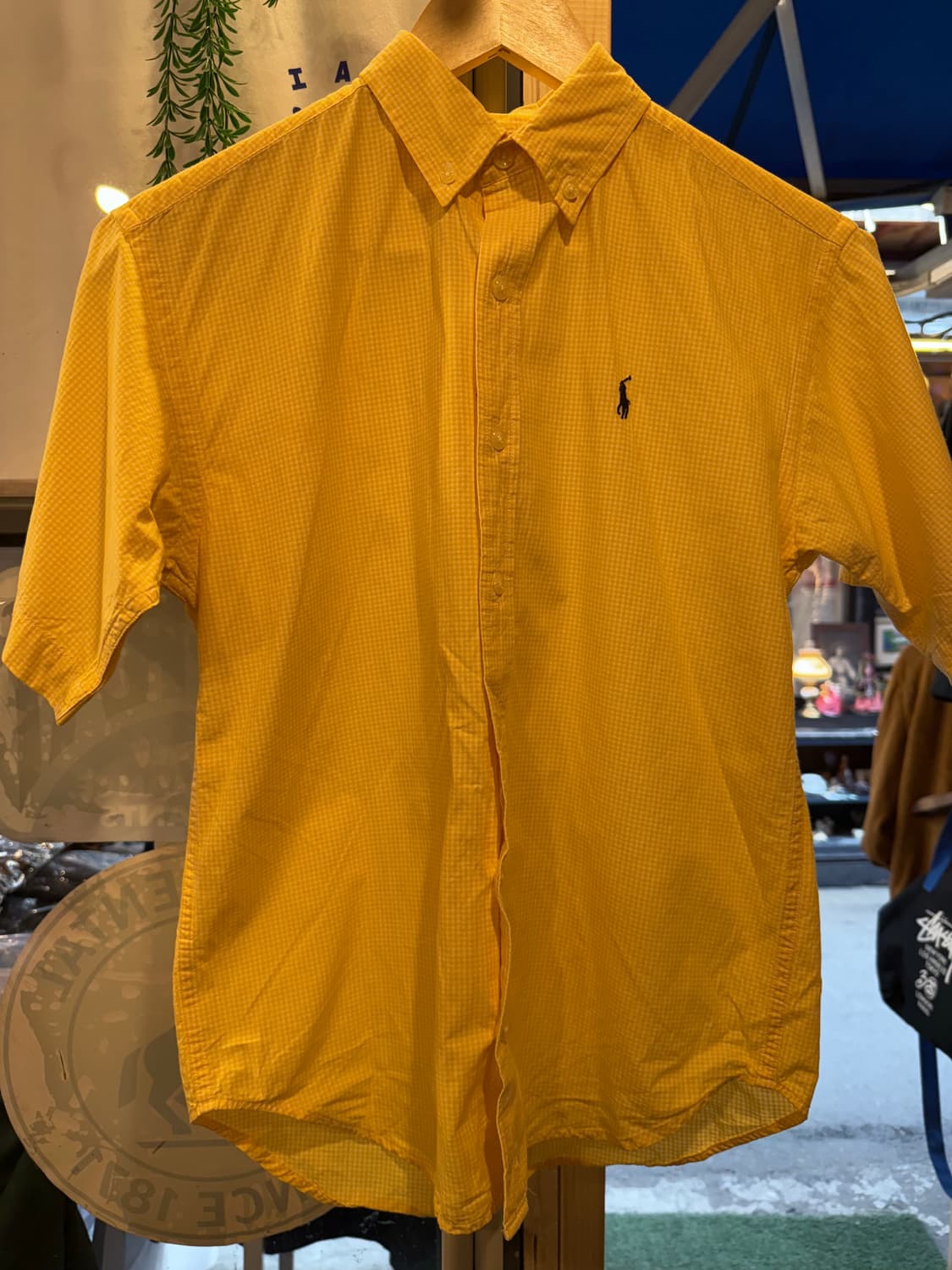 폴로 랄프로렌 네이비포니 옐로우 체크 반팔셔츠 상품이미지1