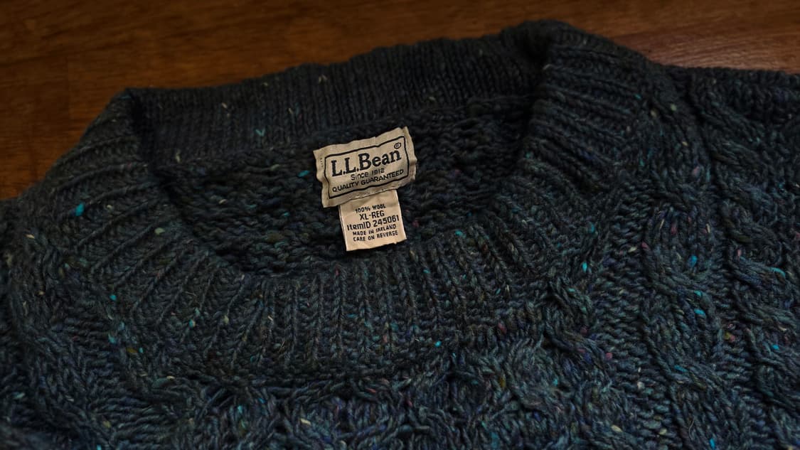 L.L.BEAN 아일랜드 울 니트 블루그린 L~XL 상품이미지2