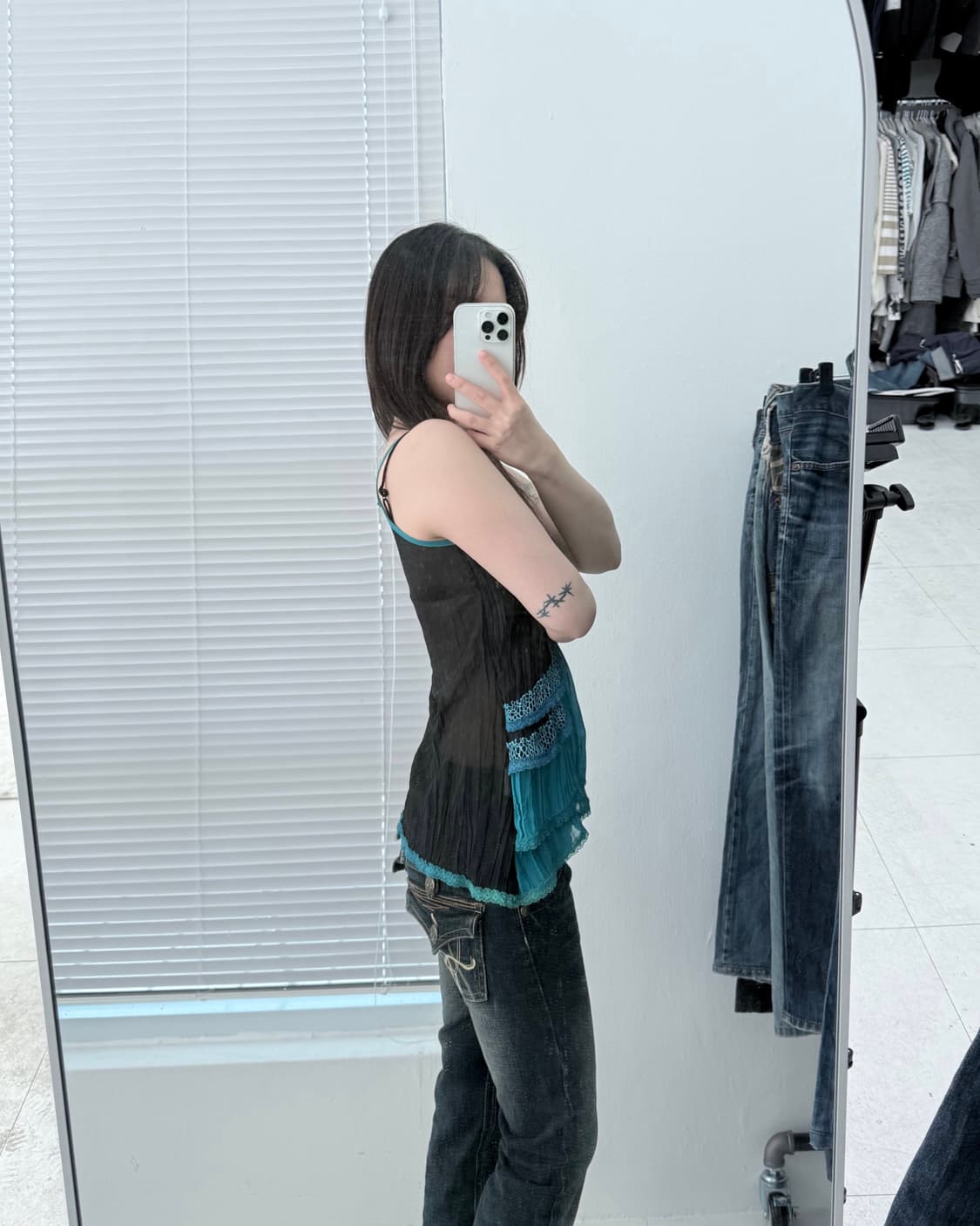 빈티지 블루그린 슬리브리스 상품이미지9