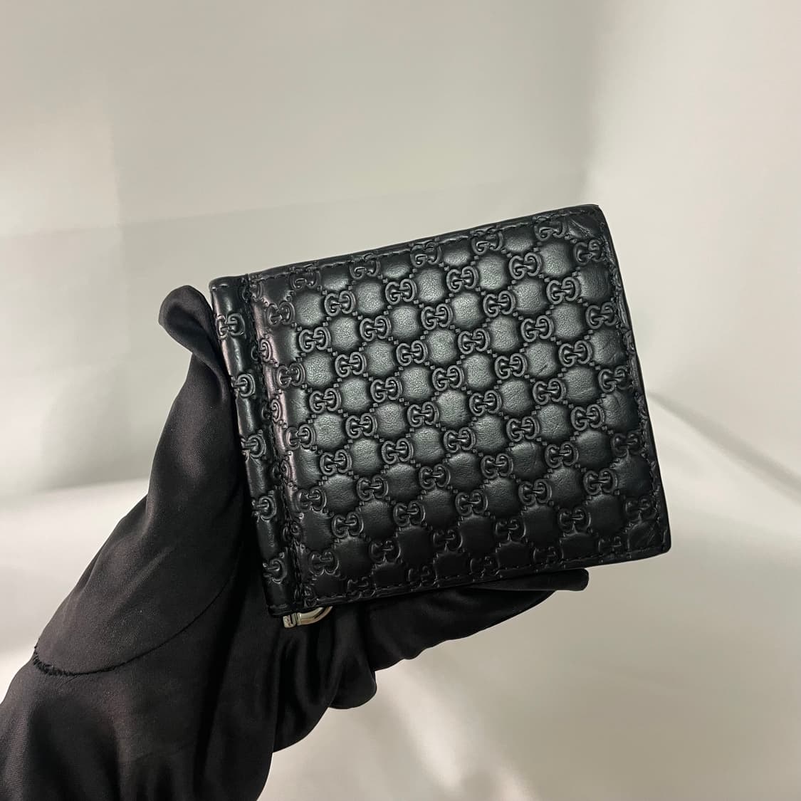 구찌 GG 로고 마이크로시마 블랙 머니클립 반지갑 단품 상품이미지1