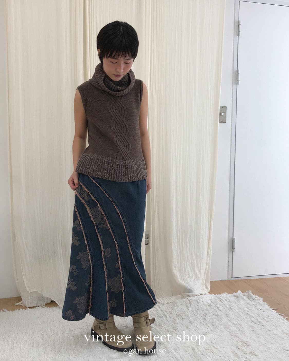 vintage twist knit vest top 상품이미지4