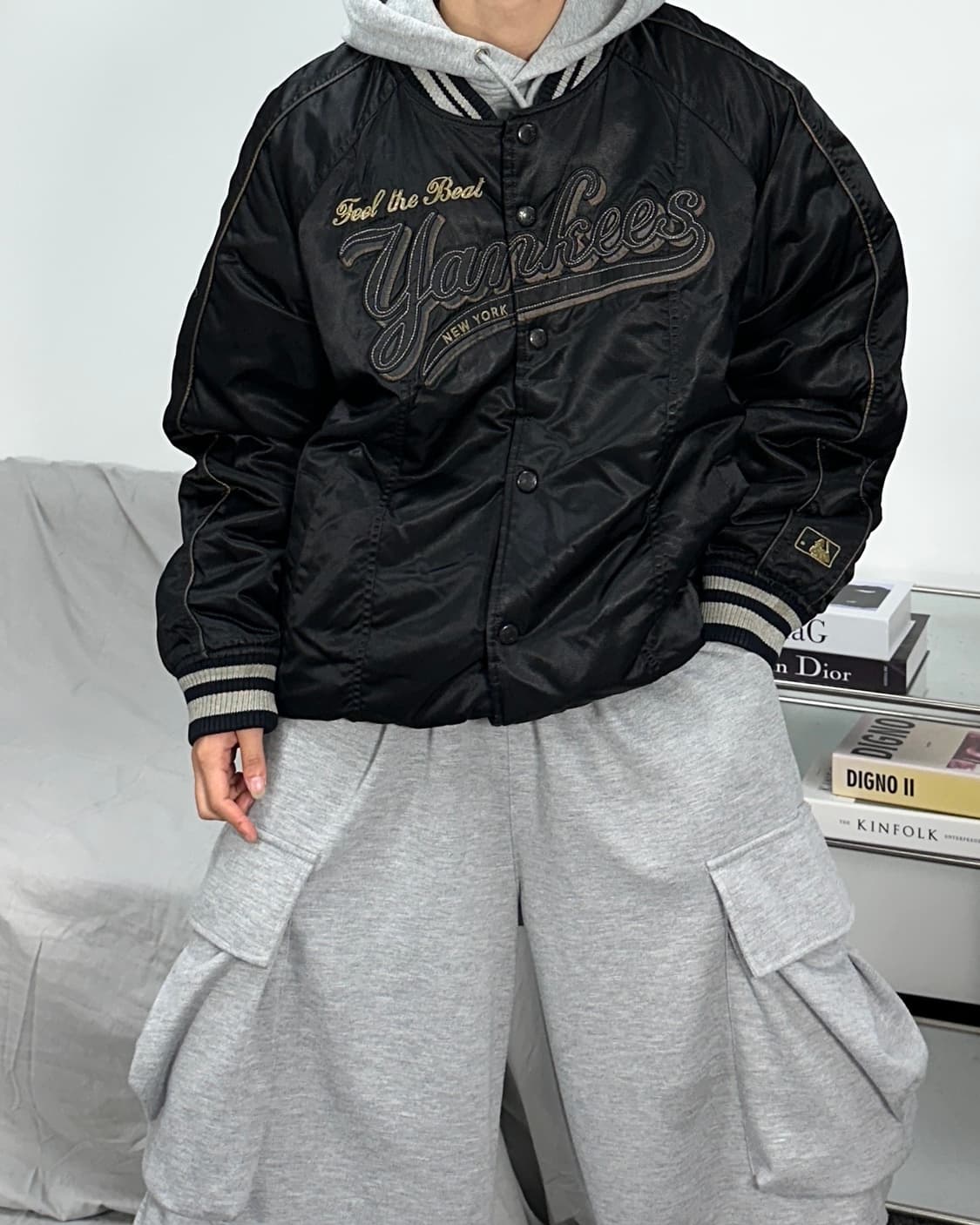 MLB 00s 뉴욕 양키스 빅로고 바시티 자켓 100 상품이미지3