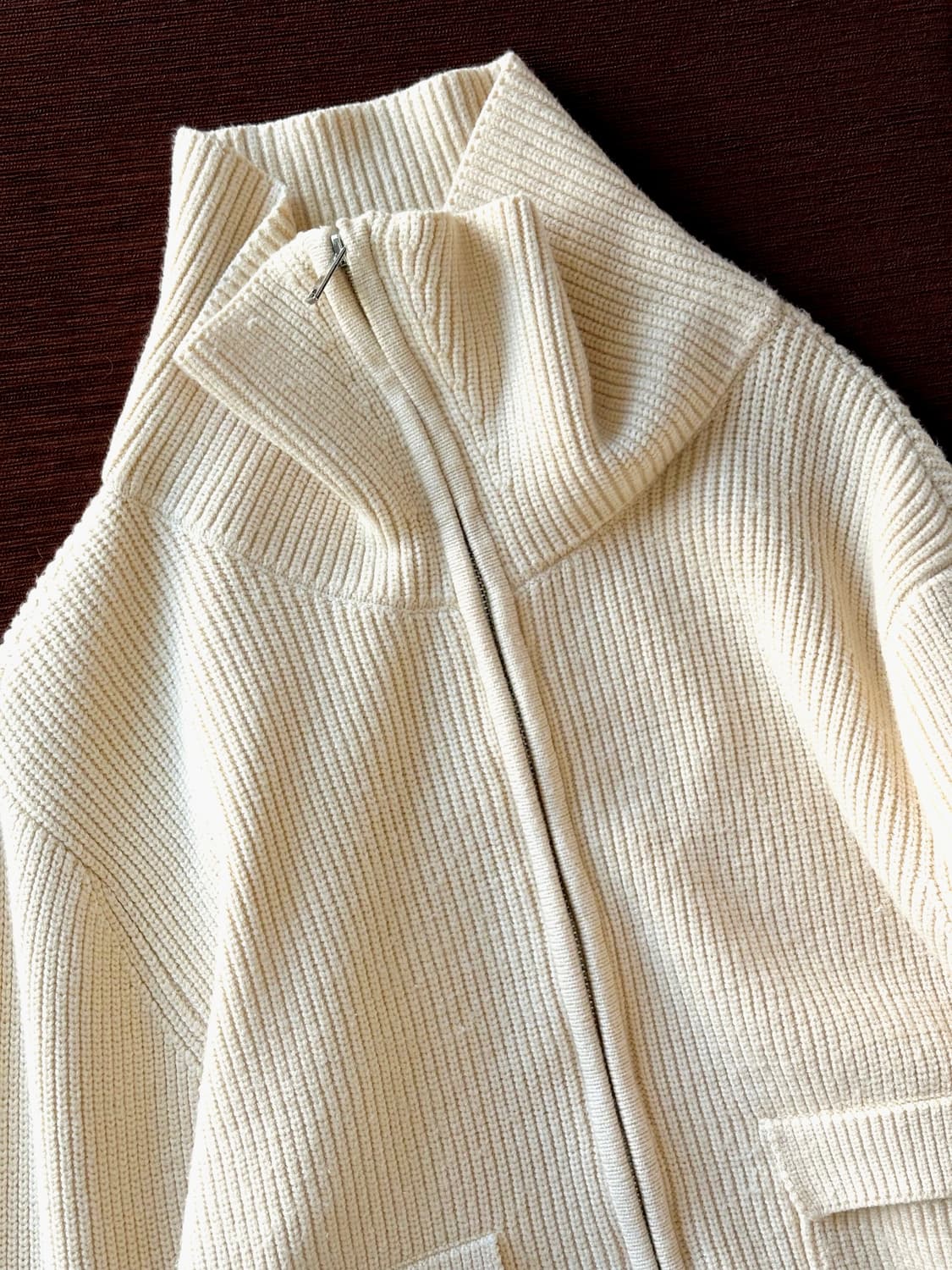 Middle gauge knitted 2way neck zip parka 상품이미지3