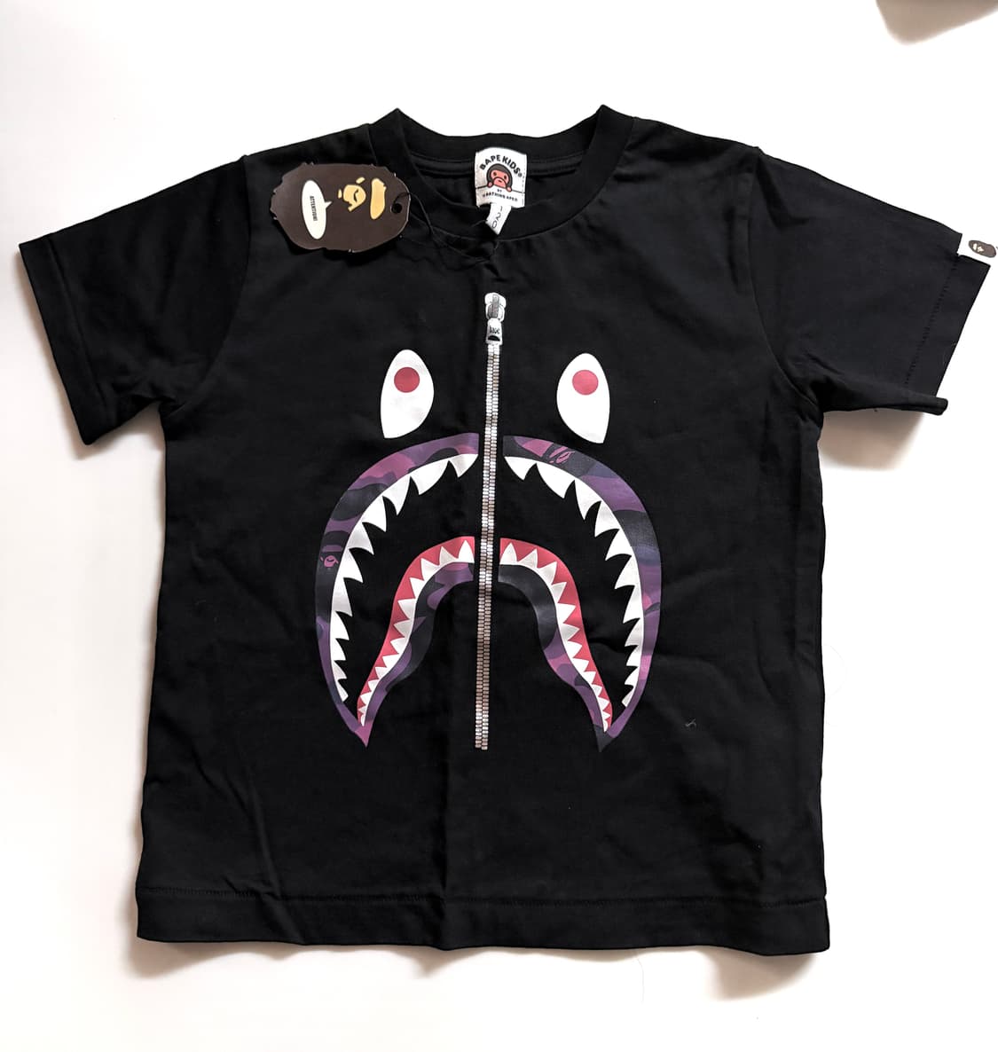 베이프 샤크 티셔츠 키즈 블랙 상품이미지2