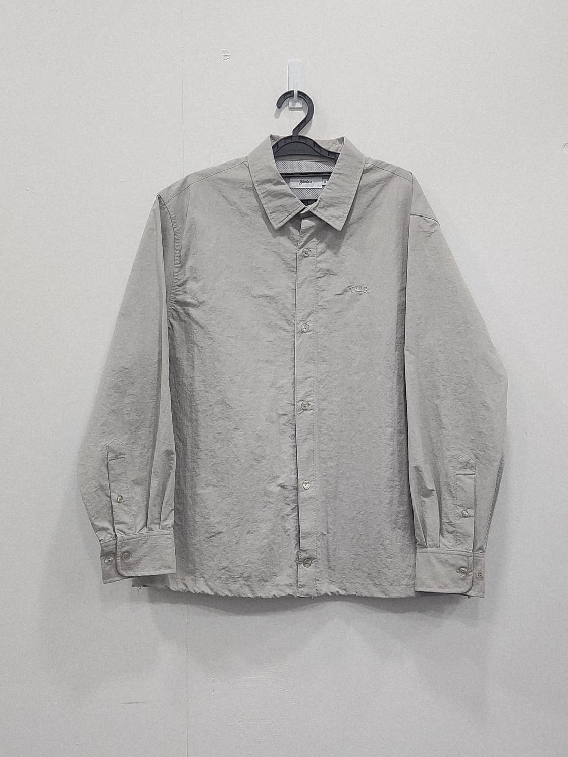 [M] YALE 예일 자수로고 바스락 오버핏 셔츠 라이트그레이 상품이미지1