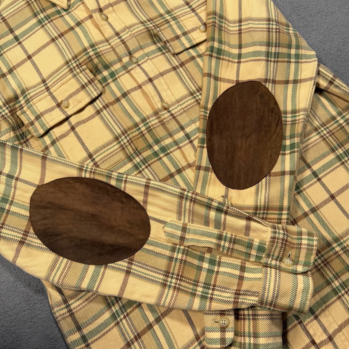 폴로 엘보우 레더패치 체크 셔츠 상품이미지3