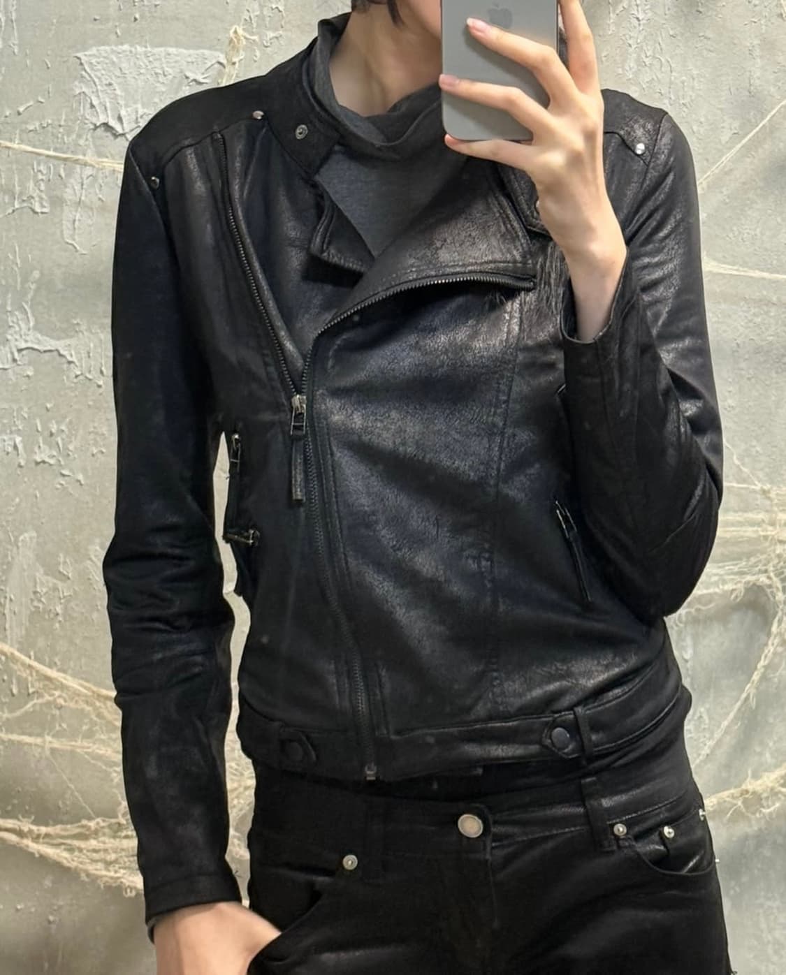 Semi crop Leather jacket 상품이미지2