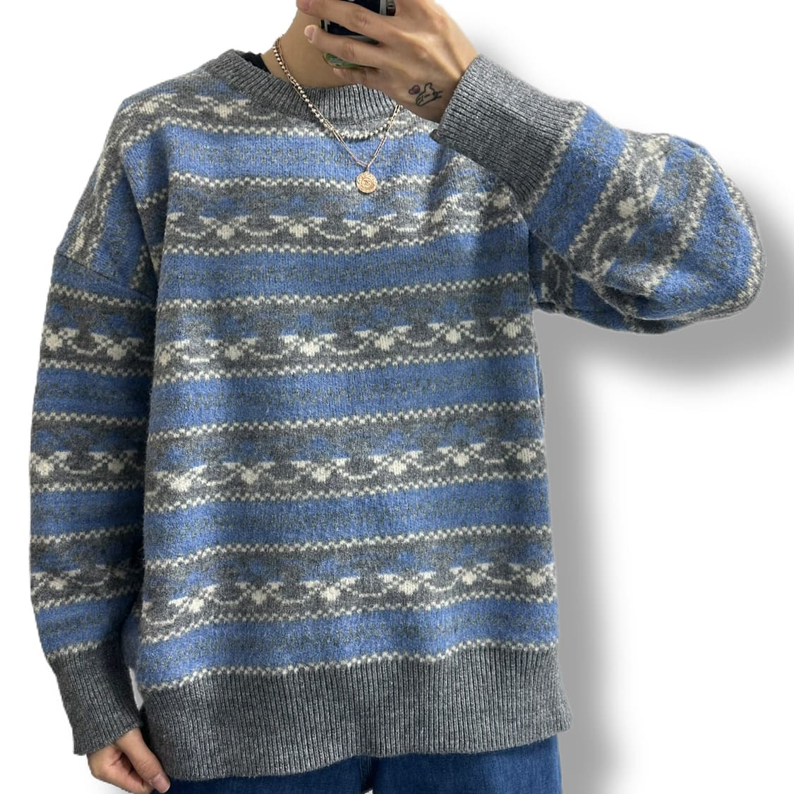 빈티지 스트라이프 패턴 니트 상품이미지2