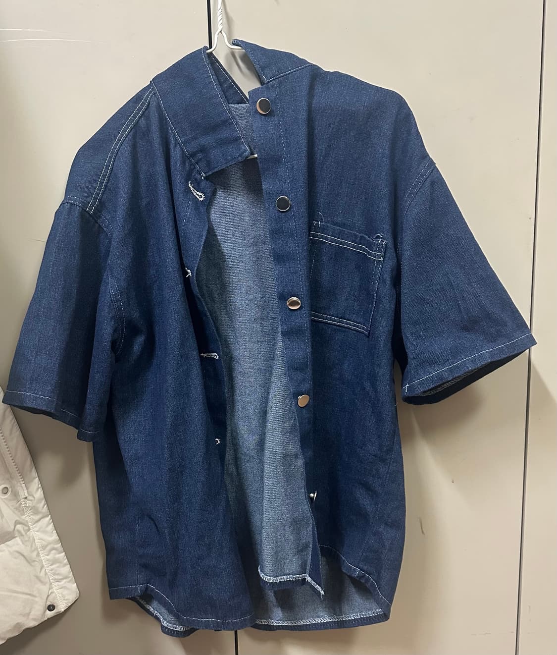 반팔 청셔츠 데님셔츠 오버핏  상품이미지1