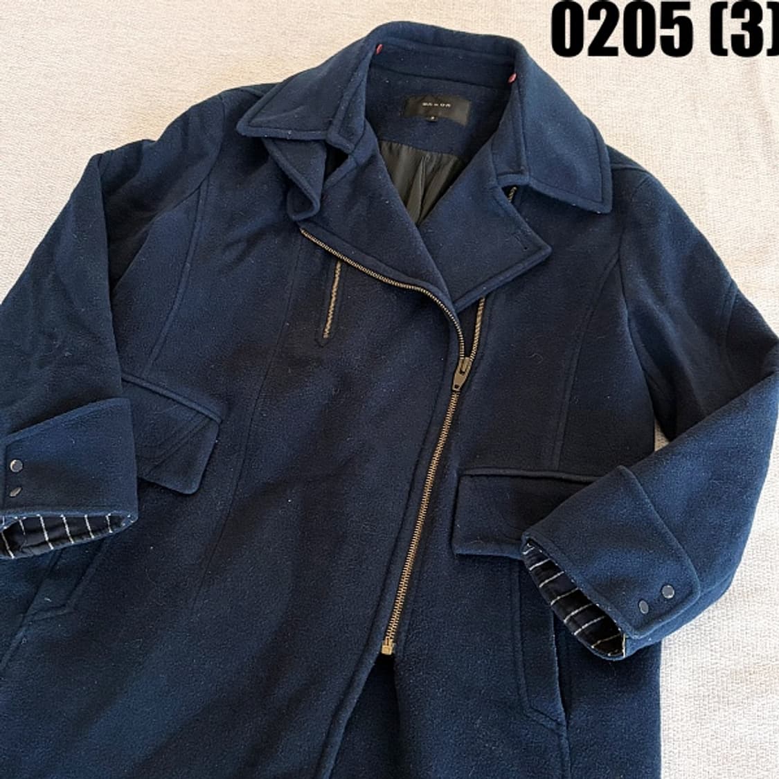 [2] 온앤온 네이비 지퍼 디테일 모직 롱 코트 0205(3) 상품이미지2