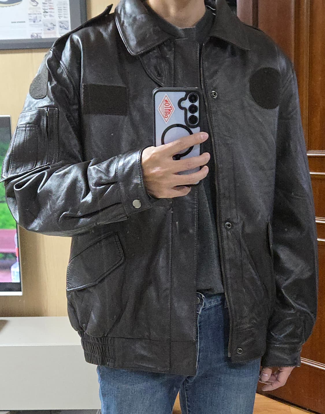 (착샷) 군용 가죽자켓 빈티지 상품이미지9