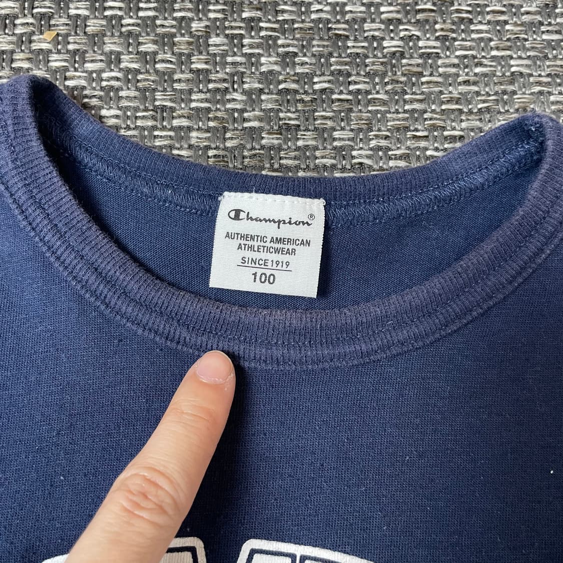 챔피온 키즈 화이트 로고 프린팅 네이비 반팔 티셔츠 100 상품이미지8