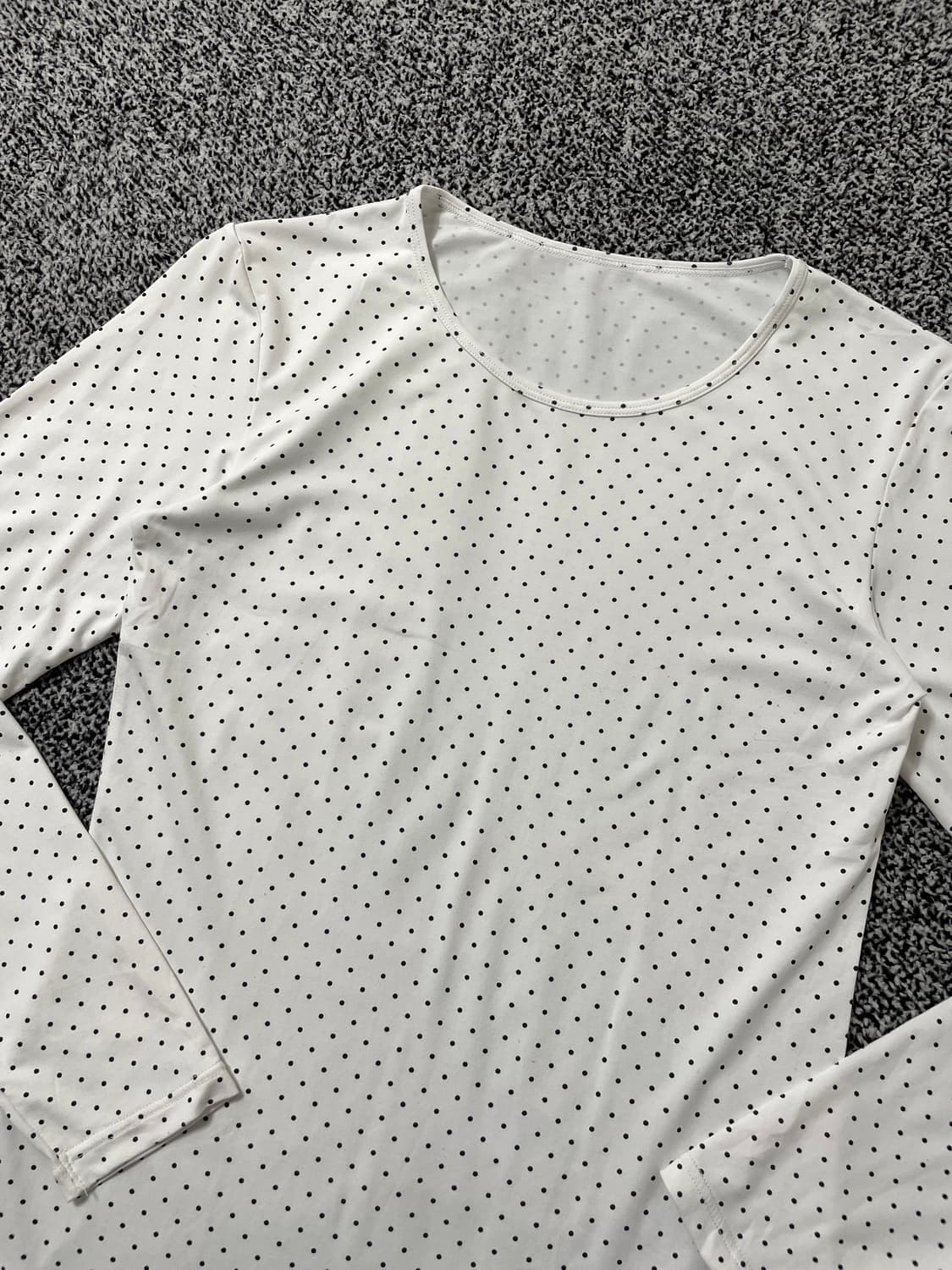 vinteちきゅ. UNIQLO 유니클로 도트 화이트 이너티 슬리브 모리걸 상품이미지2