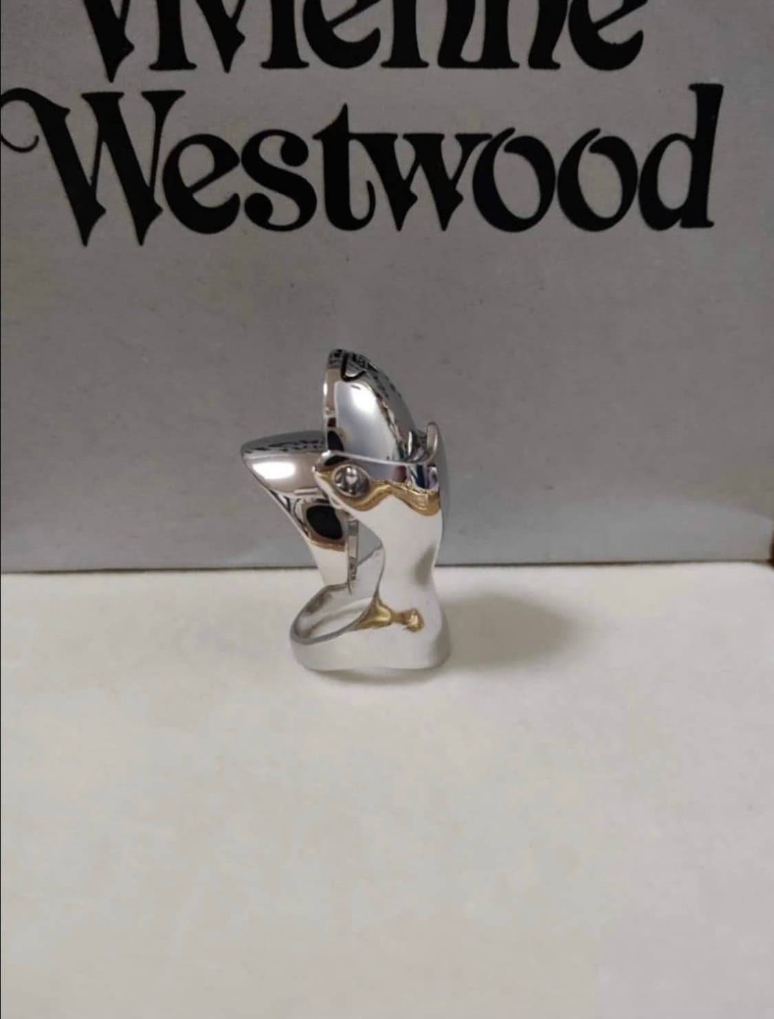 비비안웨스트우드 아카이브 블랙orb 각인 실버 너클링 반지 상품이미지4