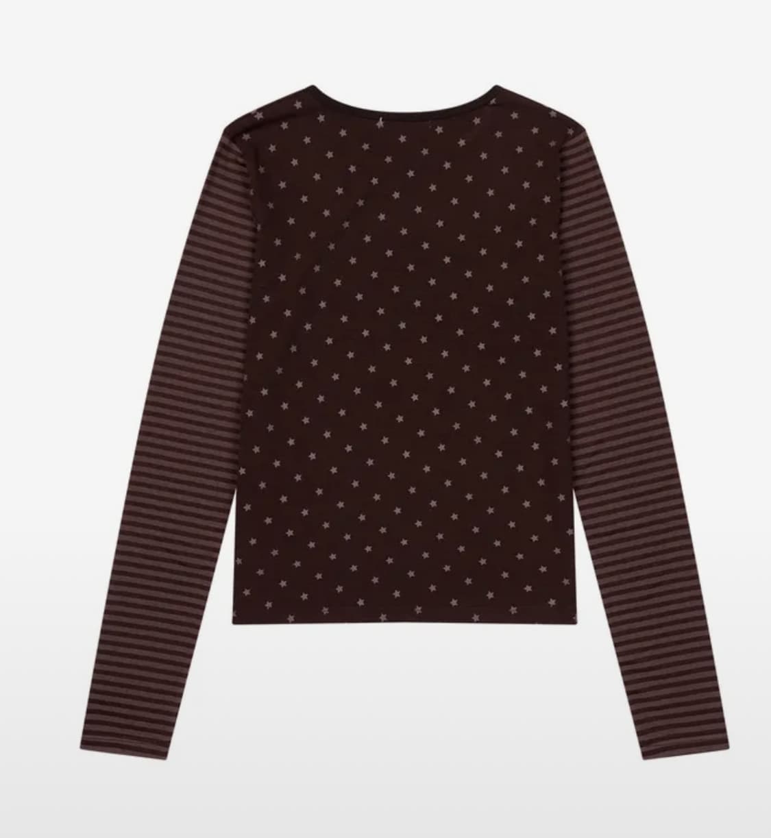 STAR STRIPE LONG T-SHIRT, BROWN -  상품이미지1