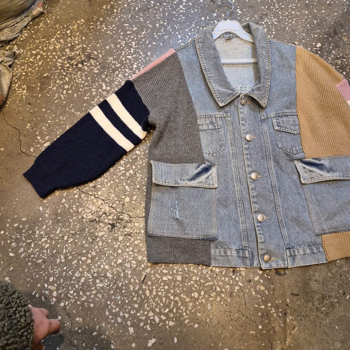 여성-FREE 니트 패치워크 데님자켓  상품이미지5