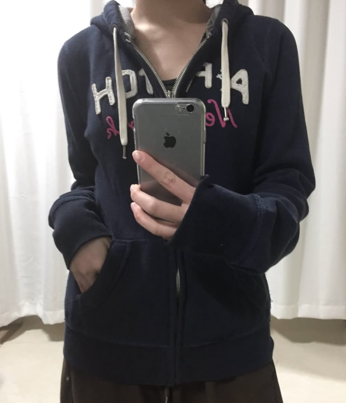 아베크롬비 네이비 핑크 후드집업 상품이미지1