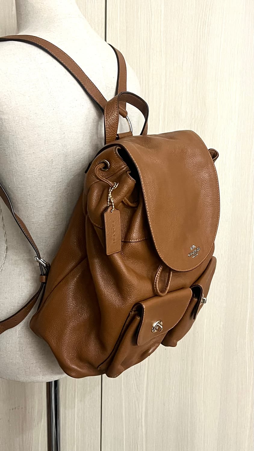 90s coach 코치 페블가죽 올레더 빌리 백팩 카멜브라운 상품이미지5