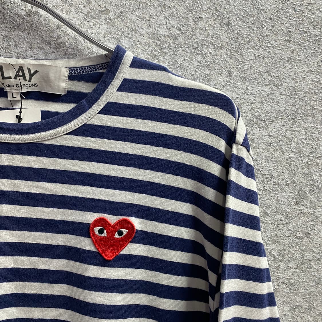 꼼데가르송 레드하트와펜 블루 스트라이프 롱슬리브 티셔츠 B3552 상품이미지3