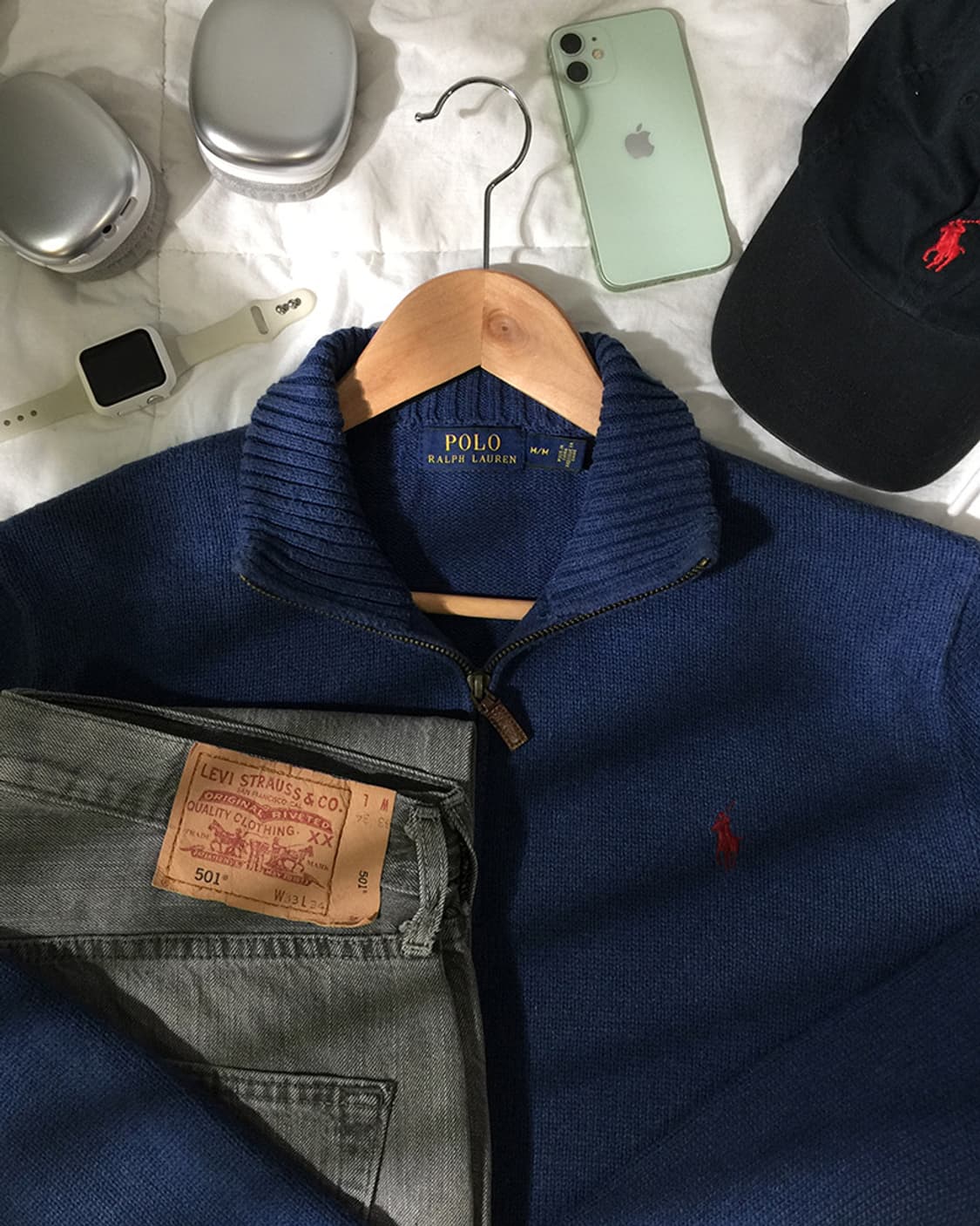 (MAN) 폴로랄프로렌 반집업 니트 스웨터 M 상품이미지1