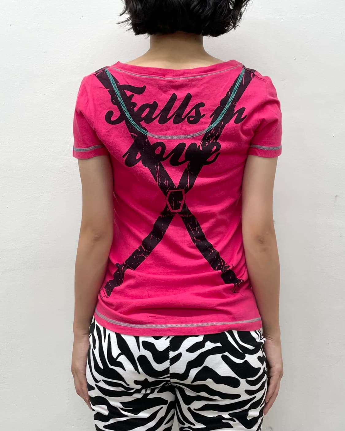 Smile Face Suspender Pink T-shirt 상품이미지3