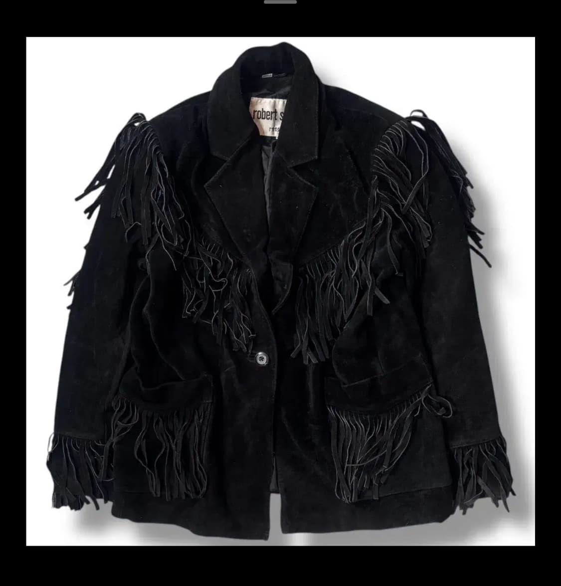 프린지 가죽 자켓 웨스턴 아메카지 천연 가죽 블랙 빈티지 상품이미지1