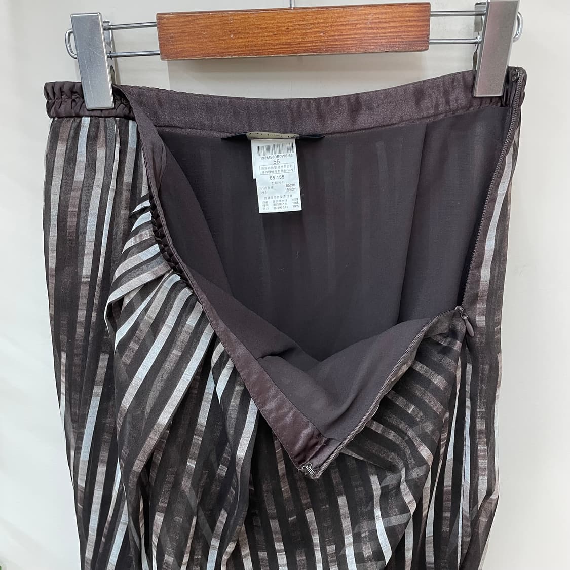 초코나무숲 브라운 시스루 스트라이프 벌룬 스커트 상품이미지5