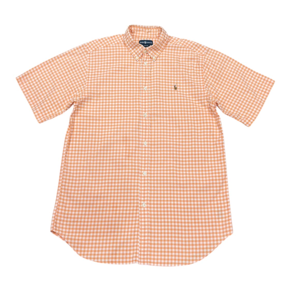 폴로 랄프로렌 포니 체크 반팔 셔츠 남방 오렌지 XL 상품이미지1