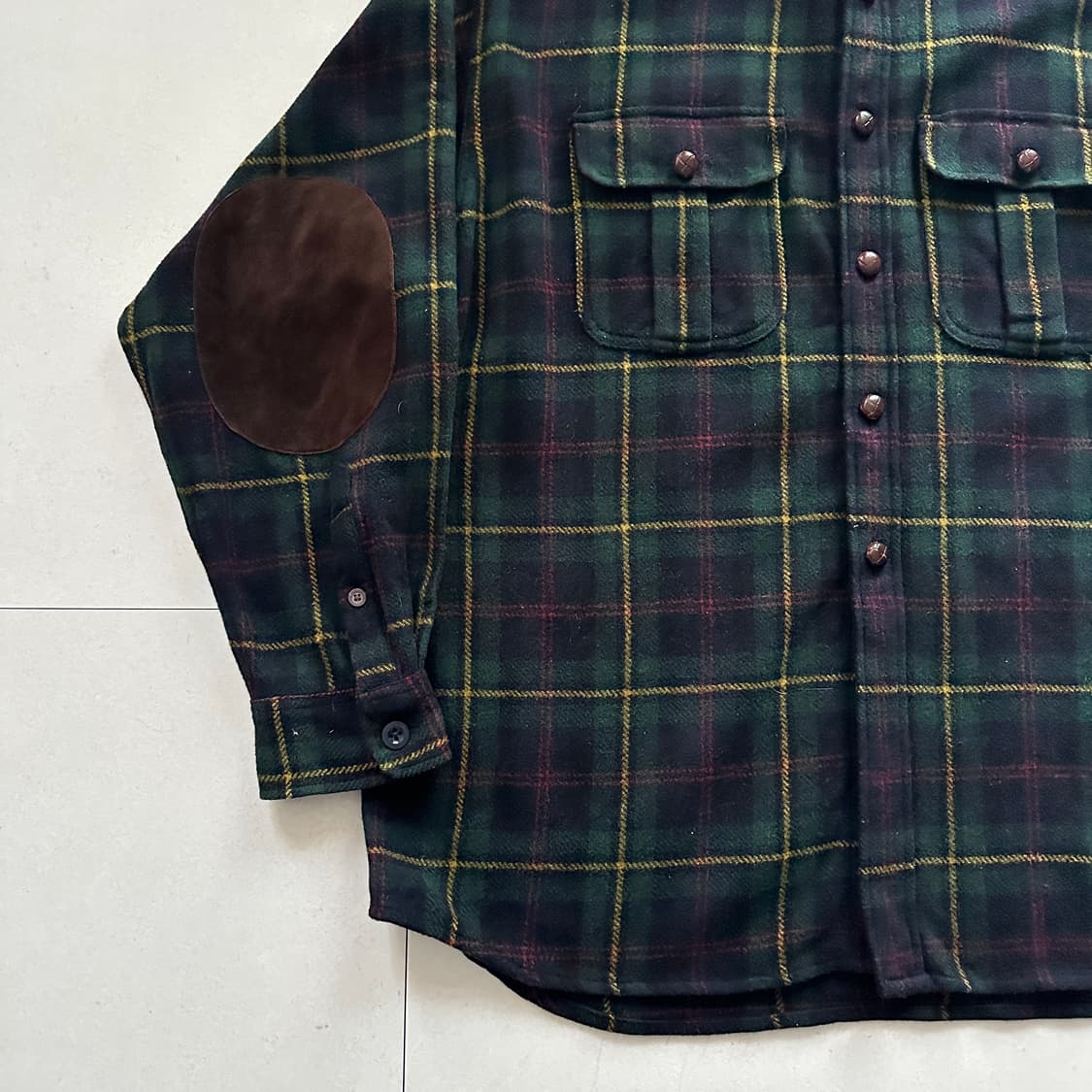 90s 바나나리퍼블릭 Cabinwear 울 블랙와치 체크 셔츠 상품이미지4