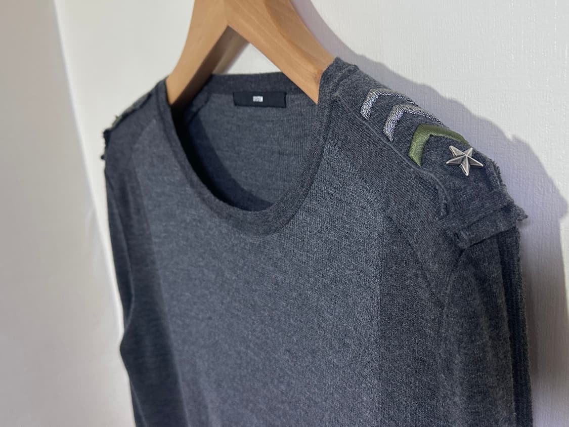 시스템옴므 밀리터리 견장 니트 100/그레이 상품이미지1