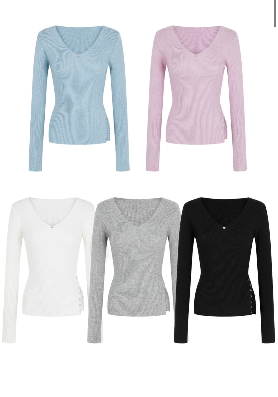 페일제이드 Side Slit V-Neck Ribbed Knit T 상품이미지1