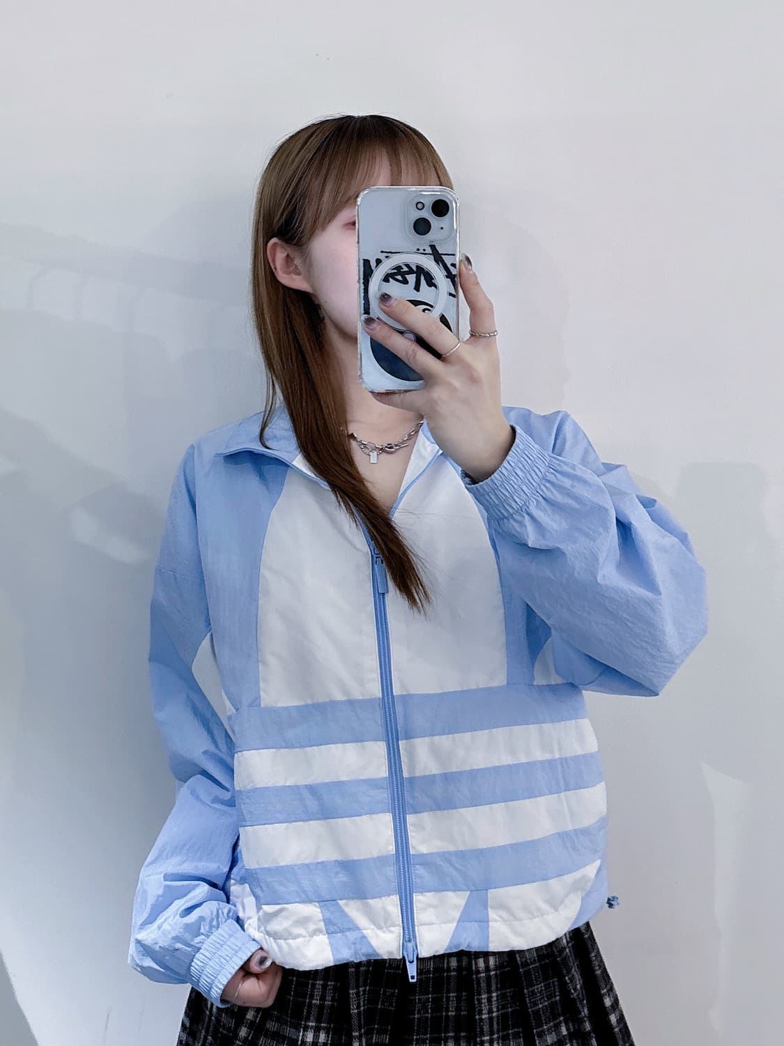 아디다스 베이비블루 빅로고 투웨이 크롭 바람막이 상품이미지2