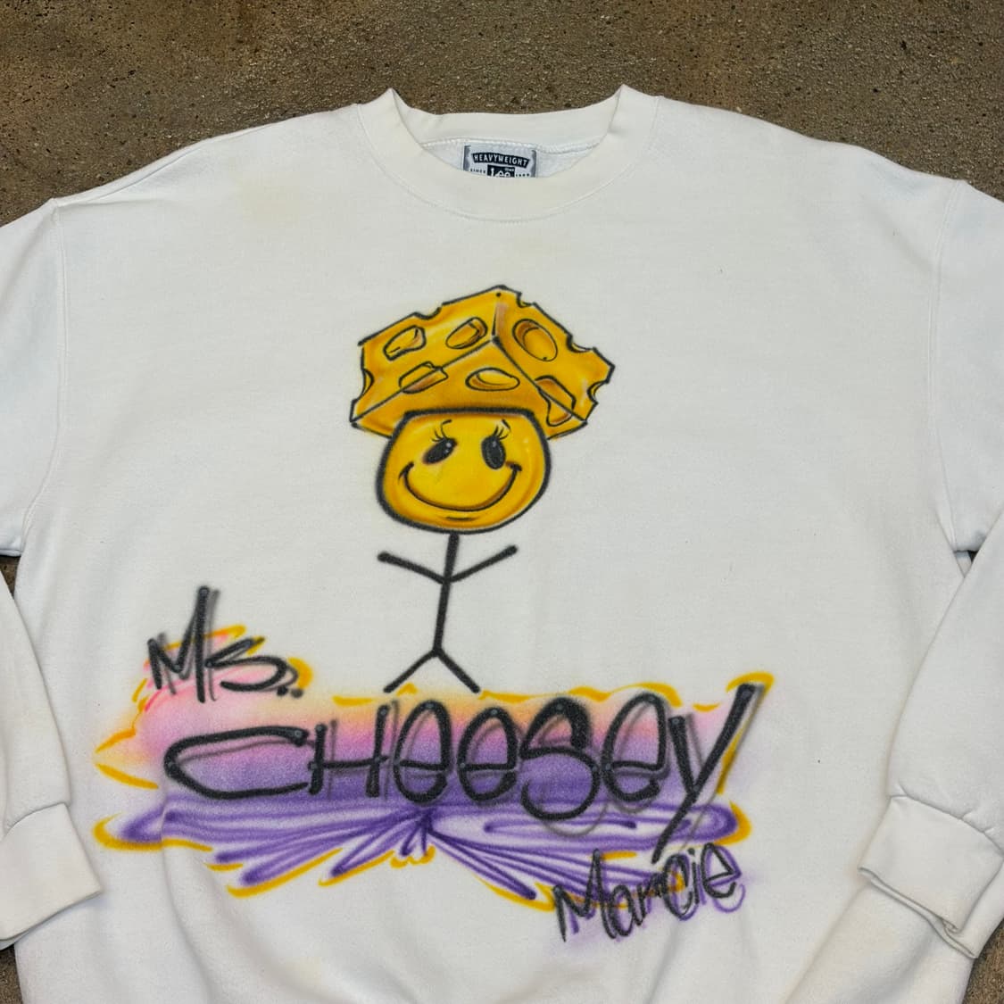 90s Made in USA 미국 빈티지 lee 스마일 치즈 맨투맨티 상품이미지3