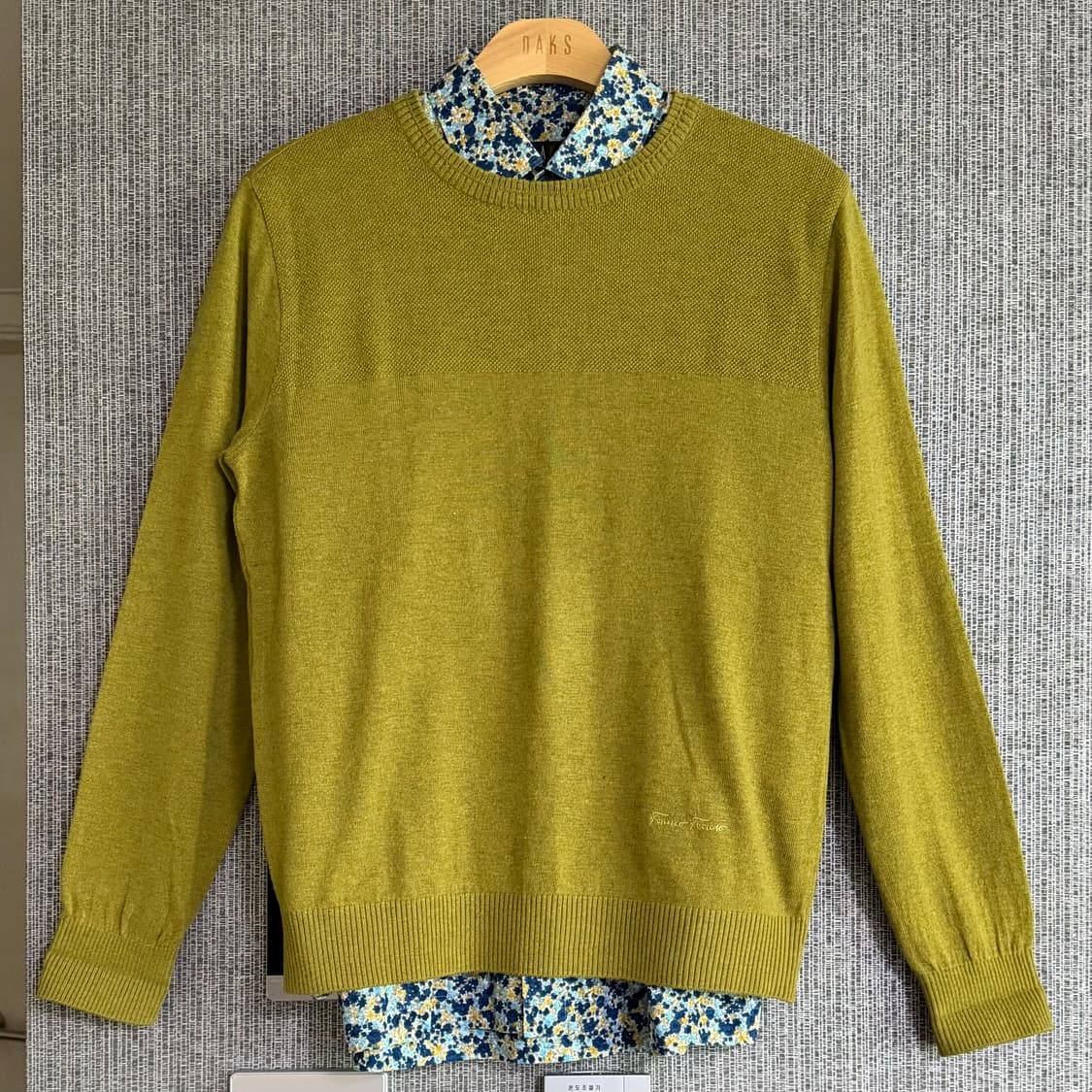 프랑코페라로 울 블렌드 라운드넥 올리브 그린 라임 니트 스웨터 100 상품이미지5