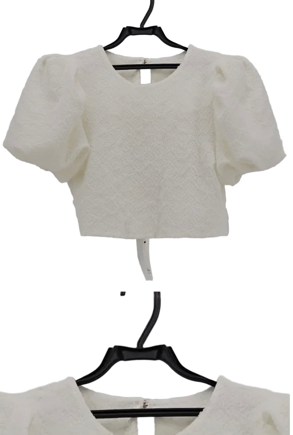 볼륨 퍼프소매 크롭 레이스 블라우스 상품이미지3