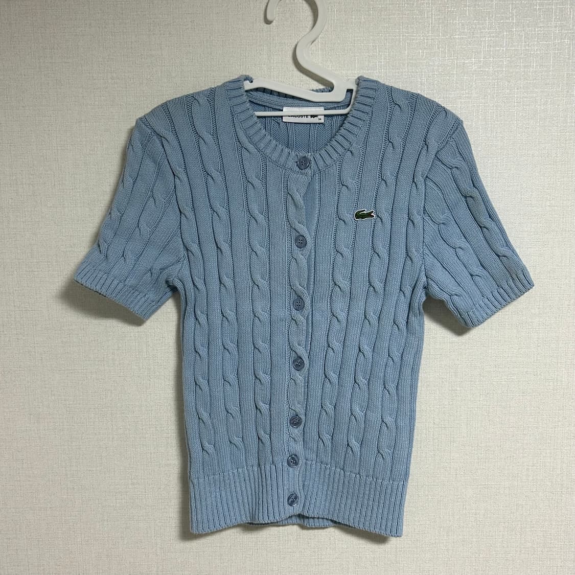 라코스테 스카이블루 소라 케이블 반팔 니트 가디건 90 상품이미지6