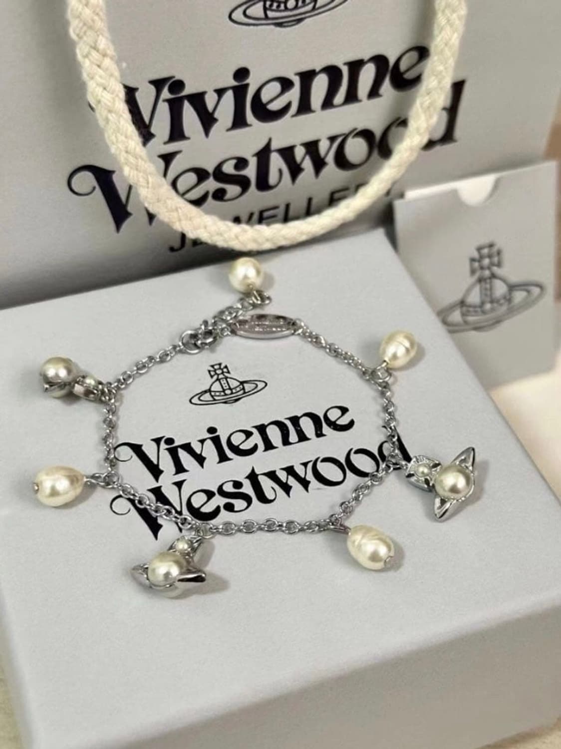 비비안웨스트우드 아카이브 진주 펄 orb 참 팔찌 상품이미지1